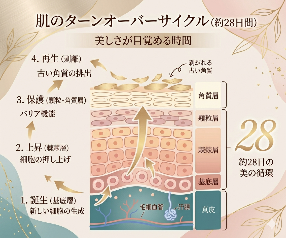 京都・四条烏丸｜肌のターンオーバーサイクルのイラスト