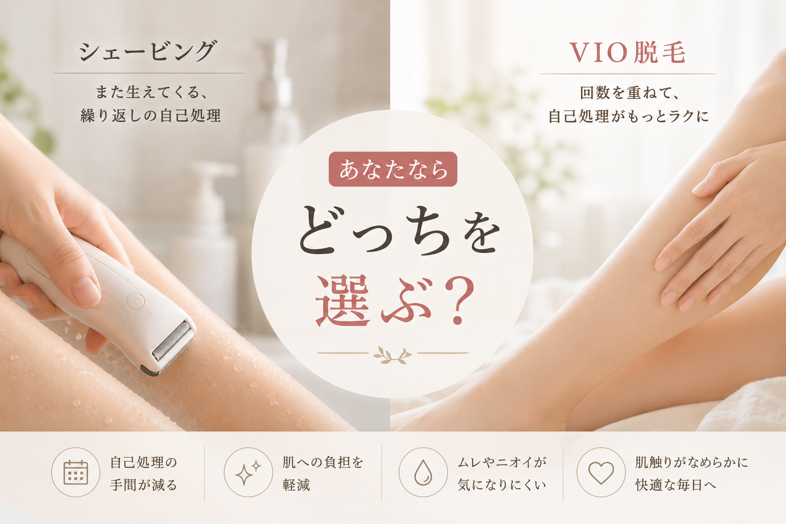 VIO脱毛とシェービングの違いとは？自己処理がラクになるのはどっちらの画像